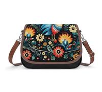 KOAYUBFC Polish Folk Art Pattern Crossbody Bags for Women Removable Straps And Zipper Closure Leather Shoulder Bags Womens Handbags Clutch Purse