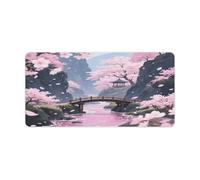 KOAYUBFC Professional Oversized Desk Mat with Multipurpose Non-Slip Surface,Cherry Blossom Canyon Printing Mousepad,Waterproof Design for Work, Gaming, And Office Use