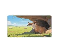 KOAYUBFC Professional Oversized Desk Mat with Multipurpose Non-Slip Surface,Meerkats Next to The Caves Printing Mousepad,Waterproof Design for Work, Gaming, And Office Use