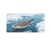 KOAYUBFC Professional Oversized Desk Mat with Multipurpose Non-Slip Surface,Otters in The Glaciers Printing Mousepad,Waterproof Design for Work, Gaming, And Office Use