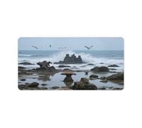 KOAYUBFC Professional Oversized Desk Mat with Multipurpose Non-Slip Surface,Seaside Strange Printing Mousepad,Waterproof Design for Work, Gaming, And Office Use