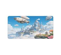 KOAYUBFC Professional Oversized Desk Mat with Multipurpose Non-Slip Surface,Steam Airship Cloud City Printing Mousepad,Waterproof Design for Work, Gaming, And Office Use