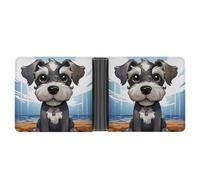 KOAYUBFC Slim Wallet Compact Bifold Wallet Adorable Schnauzer Leather Wallets，Minimalist Wallets for Men with Credit Card Holder Leather Coin Slot ID Window Unisex