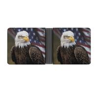 KOAYUBFC Slim Wallet Compact Bifold Wallet American Bald Eagle Leather Wallets，Minimalist Wallets for Men with Credit Card Holder Leather Coin Slot ID Window Unisex