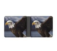 KOAYUBFC Slim Wallet Compact Bifold Wallet Animals Bald Eagle Leather Wallets，Minimalist Wallets for Men with Credit Card Holder Leather Coin Slot ID Window Unisex