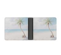 KOAYUBFC Slim Wallet Compact Bifold Wallet Beach Coconut Trees Leather Wallets,Minimalist Wallets for Men with Credit Card Holder Leather Coin Slot ID Window Unisex