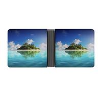 KOAYUBFC Slim Wallet Compact Bifold Wallet Beautiful Island in The Sea Leather Wallets，Minimalist Wallets for Men with Credit Card Holder Leather Coin Slot ID Window Unisex