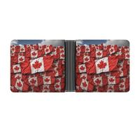 KOAYUBFC Slim Wallet Compact Bifold Wallet Canadian Flag Leather Wallets，Minimalist Wallets for Men with Credit Card Holder Leather Coin Slot ID Window Unisex
