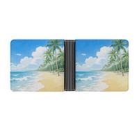 KOAYUBFC Slim Wallet Compact Bifold Wallet Coconut Forest on The Seaside Leather Wallets，Minimalist Wallets for Men with Credit Card Holder Leather Coin Slot ID Window Unisex