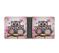KOAYUBFC Slim Wallet Compact Bifold Wallet Cute Owls Leather Wallets，Minimalist Wallets for Men with Credit Card Holder Leather Coin Slot ID Window Unisex