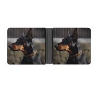 KOAYUBFC Slim Wallet Compact Bifold Wallet Doberman Leather Wallets,Minimalist Wallets for Men with Credit Card Holder Leather Coin Slot ID Window Unisex