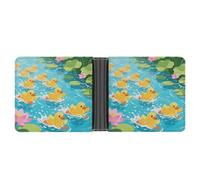 KOAYUBFC Slim Wallet Compact Bifold Wallet Ducks Competing in Swimming Leather Wallets，Minimalist Wallets for Men with Credit Card Holder Leather Coin Slot ID Window Unisex