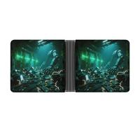 KOAYUBFC Slim Wallet Compact Bifold Wallet Electronic Wreckage Pile Leather Wallets，Minimalist Wallets for Men with Credit Card Holder Leather Coin Slot ID Window Unisex
