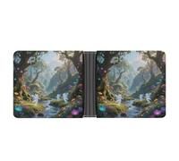 KOAYUBFC Slim Wallet Compact Bifold Wallet Elf Valley Leather Wallets，Minimalist Wallets for Men with Credit Card Holder Leather Coin Slot ID Window Unisex
