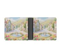 KOAYUBFC Slim Wallet Compact Bifold Wallet Flower Sea Town Leather Wallets，Minimalist Wallets for Men with Credit Card Holder Leather Coin Slot ID Window Unisex