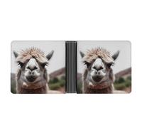 KOAYUBFC Slim Wallet Compact Bifold Wallet Funny Alpaca Llama Leather Wallets，Minimalist Wallets for Men with Credit Card Holder Leather Coin Slot ID Window Unisex