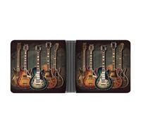 KOAYUBFC Slim Wallet Compact Bifold Wallet Guitars Art Leather Wallets,Minimalist Wallets for Men with Credit Card Holder Leather Coin Slot ID Window Unisex