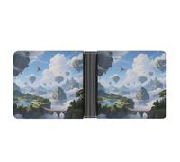 KOAYUBFC Slim Wallet Compact Bifold Wallet Island in The Sky Leather Wallets，Minimalist Wallets for Men with Credit Card Holder Leather Coin Slot ID Window Unisex