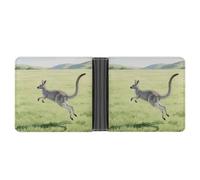 KOAYUBFC Slim Wallet Compact Bifold Wallet Kangaroo Jumping on The Grassland Leather Wallets，Minimalist Wallets for Men with Credit Card Holder Leather Coin Slot ID Window Unisex