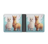 KOAYUBFC Slim Wallet Compact Bifold Wallet Llama Alpaca Leather Wallets，Minimalist Wallets for Men with Credit Card Holder Leather Coin Slot ID Window Unisex
