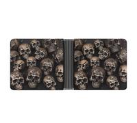 KOAYUBFC Slim Wallet Compact Bifold Wallet Many Skulls Get Together Leather Wallets，Minimalist Wallets for Men with Credit Card Holder Leather Coin Slot ID Window Unisex