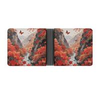 KOAYUBFC Slim Wallet Compact Bifold Wallet Maple Forest Canyon Leather Wallets，Minimalist Wallets for Men with Credit Card Holder Leather Coin Slot ID Window Unisex