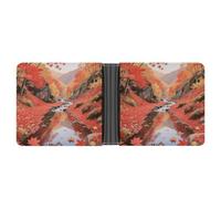 KOAYUBFC Slim Wallet Compact Bifold Wallet Maple Leaf Valley Leather Wallets，Minimalist Wallets for Men with Credit Card Holder Leather Coin Slot ID Window Unisex