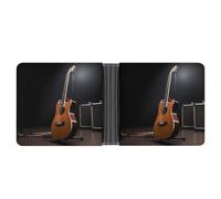 KOAYUBFC Slim Wallet Compact Bifold Wallet Musical Instrument Guitar Leather Wallets，Minimalist Wallets for Men with Credit Card Holder Leather Coin Slot ID Window Unisex