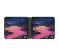 KOAYUBFC Slim Wallet Compact Bifold Wallet Mysterious Night Scene Leather Wallets，Minimalist Wallets for Men with Credit Card Holder Leather Coin Slot ID Window Unisex