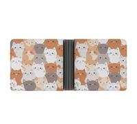 KOAYUBFC Slim Wallet Compact Bifold Wallet Orange Cats Leather Wallets，Minimalist Wallets for Men with Credit Card Holder Leather Coin Slot ID Window Unisex