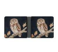 KOAYUBFC Slim Wallet Compact Bifold Wallet Owl Perching on A Branch Leather Wallets,Minimalist Wallets for Men with Credit Card Holder Leather Coin Slot ID Window Unisex