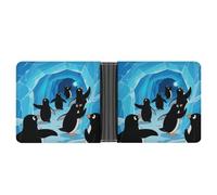 KOAYUBFC Slim Wallet Compact Bifold Wallet Penguin on an Adventure Leather Wallets，Minimalist Wallets for Men with Credit Card Holder Leather Coin Slot ID Window Unisex