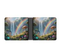 KOAYUBFC Slim Wallet Compact Bifold Wallet Rainbow Waterfall Valley Leather Wallets，Minimalist Wallets for Men with Credit Card Holder Leather Coin Slot ID Window Unisex