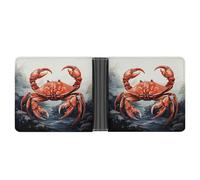 KOAYUBFC Slim Wallet Compact Bifold Wallet Red Crab Sea Leather Wallets，Minimalist Wallets for Men with Credit Card Holder Leather Coin Slot ID Window Unisex