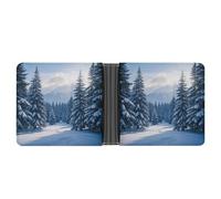 KOAYUBFC Slim Wallet Compact Bifold Wallet Snow Scene Leather Wallets，Minimalist Wallets for Men with Credit Card Holder Leather Coin Slot ID Window Unisex