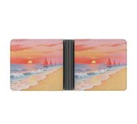 KOAYUBFC Slim Wallet Compact Bifold Wallet Sunset by The Sea Leather Wallets，Minimalist Wallets for Men with Credit Card Holder Leather Coin Slot ID Window Unisex