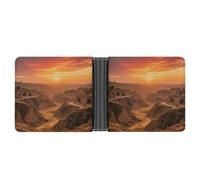 KOAYUBFC Slim Wallet Compact Bifold Wallet Sunset on The Northwest Loess Plateau Leather Wallets，Minimalist Wallets for Men with Credit Card Holder Leather Coin Slot ID Window Unisex