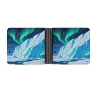 KOAYUBFC Slim Wallet Compact Bifold Wallet The Dreamy Scene of The Glacier Leather Wallets,Minimalist Wallets for Men with Credit Card Holder Leather Coin Slot ID Window Unisex