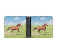 KOAYUBFC Slim Wallet Compact Bifold Wallet The Galloping Horse Leather Wallets，Minimalist Wallets for Men with Credit Card Holder Leather Coin Slot ID Window Unisex