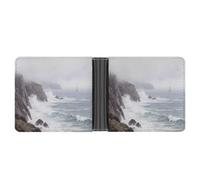 KOAYUBFC Slim Wallet Compact Bifold Wallet The Misty Seaside Cliff Leather Wallets，Minimalist Wallets for Men with Credit Card Holder Leather Coin Slot ID Window Unisex