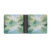 KOAYUBFC Slim Wallet Compact Bifold Wallet The Rugged Lake Leather Wallets，Minimalist Wallets for Men with Credit Card Holder Leather Coin Slot ID Window Unisex