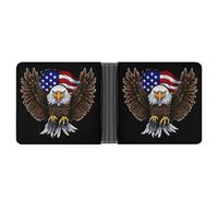 KOAYUBFC Slim Wallet Compact Bifold Wallet USA Flag Patriotic Eagle Leather Wallets，Minimalist Wallets for Men with Credit Card Holder Leather Coin Slot ID Window Unisex