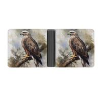 KOAYUBFC Slim Wallet Compact Bifold Wallet Watercolor of Hawk Sitting in The Tree Leather Wallets，Minimalist Wallets for Men with Credit Card Holder Leather Coin Slot ID Window Unisex