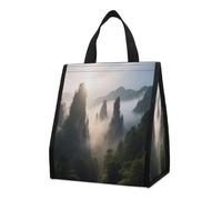 KOAYUBFC Strange Peaks and Rocks Insulated Lunch Bag Box, 12L Capacity with Dual Side Pockets, Foldable Cooler Tote, Leakproof Lunch Cooler Bag, Reusable Picnic Tote Bags for Work Travel Office Beach