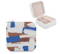KOAYUBFC Travel Jewelry Box Color Block Mosaic Pattern Small Jewelry Storage Box for Girls Women to Store Rings Earrings Pendants Watches Necklaces Lipsticks
