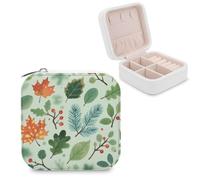 KOAYUBFC Travel Jewelry Box Forest-like Leaves Pattern Small Jewelry Storage Box for Girls Women to Store Rings Earrings Pendants Watches Necklaces Lipsticks