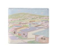 KOAYUBFC Wallet for Men Credit Card Holder for Women Slim Wallet Cherry Blossom Town Bifold Wallet with Id Window