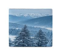 KOAYUBFC Wallet for Men Credit Card Holder for Women Slim Wallet Pine Snow Mountain Bifold Wallet with Id Window