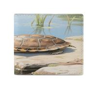 KOAYUBFC Wallet for Men Credit Card Holder for Women Slim Wallet The Sun-Bathing Turtle Bifold Wallet with Id Window