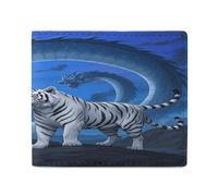 KOAYUBFC Wallet for Men Credit Card Holder for Women Slim Wallet White Tiger Blue Dragon Bifold Wallet with Id Window